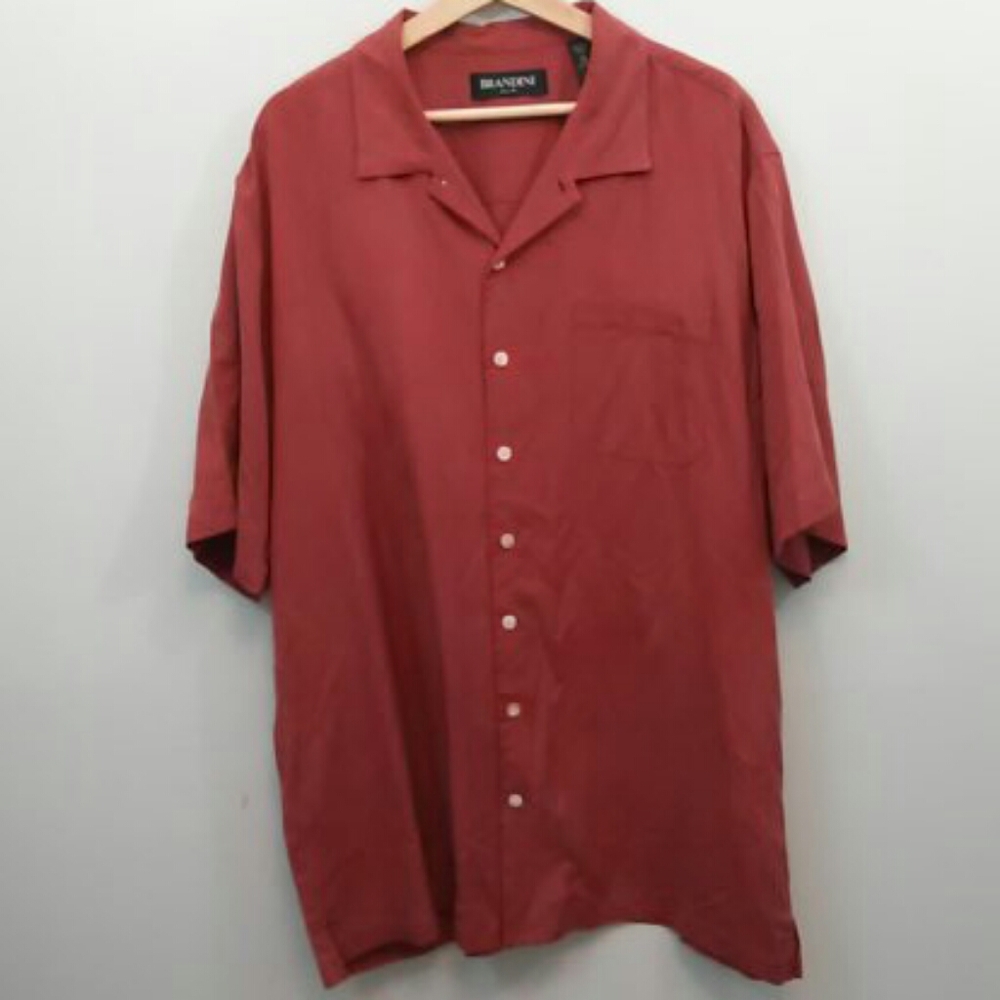 Brandini XLT Maroon (Dark Red) Silk Camp/Resort Shirt